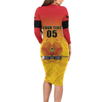 Papua New Guinea Rugby Custom Long Sleeve Bodycon Dress Go Orchids Pacific Champions LT05 - Polynesian Pride