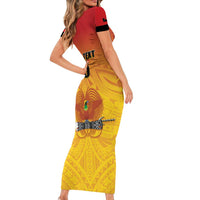 Papua New Guinea Rugby Custom Short Sleeve Bodycon Dress Go Orchids Pacific Champions LT05 - Polynesian Pride