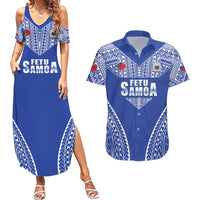 Fetu Samoa Rugby Custom Couples Matching Summer Maxi Dress and Hawaiian Shirt Go Champions LT05 Blue - Polynesian Pride