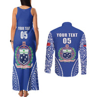 Fetu Samoa Rugby Custom Couples Matching Tank Maxi Dress and Long Sleeve Button Shirt Go Champions LT05 - Polynesian Pride