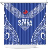 Fetu Samoa Rugby Shower Curtain Go Champions LT05 Blue - Polynesian Pride