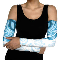 Blue Polynesian Tribal Turtle Floral Pattern Arm Sleeves - Polynesian Pride