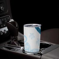 Blue Polynesian Tribal Turtle Floral Pattern Tumbler Cup