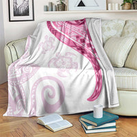 Rose Pink Polynesian Tribal Turtle Floral Pattern Blanket