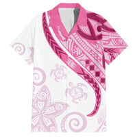 Rose Pink Polynesian Tribal Turtle Floral Pattern Family Matching Puletasi and Hawaiian Shirt