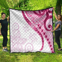 Rose Pink Polynesian Tribal Turtle Floral Pattern Quilt