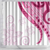 Rose Pink Polynesian Tribal Turtle Floral Pattern Shower Curtain