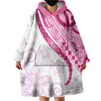 Rose Pink Polynesian Tribal Turtle Floral Pattern Wearable Blanket Hoodie
