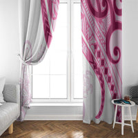 Rose Pink Polynesian Tribal Turtle Floral Pattern Window Curtain