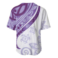 Purple Polynesian Tribal Turtle Floral Pattern Baseball Jersey LT05 - Polynesian Pride