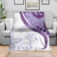 Purple Polynesian Tribal Turtle Floral Pattern Blanket