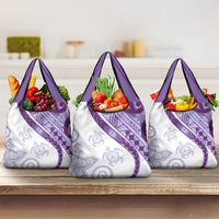Purple Polynesian Tribal Turtle Floral Pattern Grocery Bag
