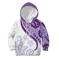Purple Polynesian Tribal Turtle Floral Pattern Kid Hoodie