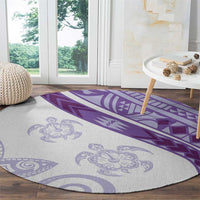 Purple Polynesian Tribal Turtle Floral Pattern Round Carpet LT05 - Polynesian Pride