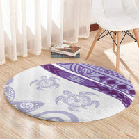 Purple Polynesian Tribal Turtle Floral Pattern Round Carpet LT05 - Polynesian Pride