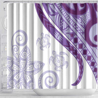 Purple Polynesian Tribal Turtle Floral Pattern Shower Curtain