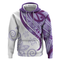 Purple Polynesian Tribal Turtle Floral Pattern Zip Hoodie LT05 Pullover Hoodie Purple - Polynesian Pride