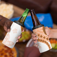 Orange Polynesian Tribal Turtle Floral Pattern 4 in 1 Can Cooler Tumbler