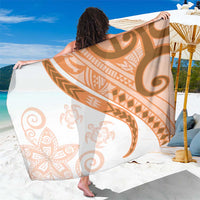 Orange Polynesian Tribal Turtle Floral Pattern Sarong