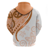 Orange Polynesian Tribal Turtle Floral Pattern Zip Hoodie LT05 - Polynesian Pride