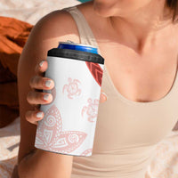 Coral Red Polynesian Tribal Turtle Floral Pattern 4 in 1 Can Cooler Tumbler