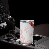 Coral Red Polynesian Tribal Turtle Floral Pattern Tumbler Cup