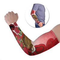 New Zealand Parrot Kaka Arm Sleeves Maori Koru With Pohutukawa Flowers - Polynesian Pride