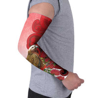 New Zealand Parrot Kaka Arm Sleeves Maori Koru With Pohutukawa Flowers - Polynesian Pride