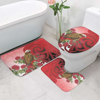 New Zealand Parrot Kaka Bathroom Set Maori Koru With Pohutukawa Flowers - Polynesian Pride