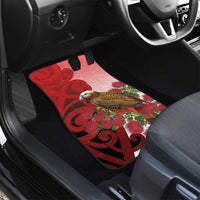 New Zealand Parrot Kaka Car Mats Maori Koru With Pohutukawa Flowers - Polynesian Pride