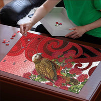 New Zealand Parrot Kaka Puzzle Maori Koru With Pohutukawa Flowers LT05 - Polynesian Pride