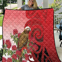 New Zealand Parrot Kaka Quilt Maori Koru With Pohutukawa Flowers - Polynesian Pride