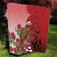 New Zealand Parrot Kaka Quilt Maori Koru With Pohutukawa Flowers - Polynesian Pride