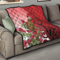 New Zealand Parrot Kaka Quilt Maori Koru With Pohutukawa Flowers - Polynesian Pride