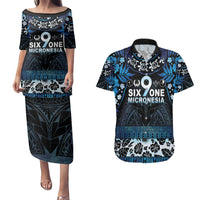 Micronesia FSM 691 Couples Matching Puletasi and Hawaiian Shirt Respect Culture LT05 Blue - Polynesian Pride