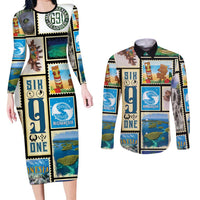 FSM Micronesia Culture Couples Matching Long Sleeve Bodycon Dress and Long Sleeve Button Shirt