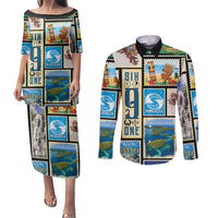 FSM Micronesia Culture Couples Matching Puletasi and Long Sleeve Button Shirt