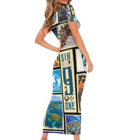 FSM Micronesia Culture Family Matching Short Sleeve Bodycon Dress and Hawaiian Shirt