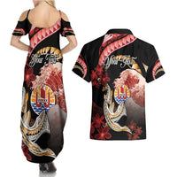 Personalised French Polynesia Victory Day Couples Matching Summer Maxi Dress and Hawaiian Shirt Polynesian Pattern Plumeria LT05 - Polynesian Pride