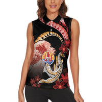 Personalised French Polynesia Victory Day Women Sleeveless Polo Shirt Polynesian Pattern Plumeria LT05 - Polynesian Pride