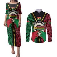 Vanuatu 45th Independence Day Couples Matching Puletasi and Long Sleeve Button Shirt Long God Yumi Stanap Wild Boar LT05