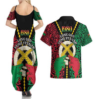 Vanuatu 45th Independence Day Couples Matching Summer Maxi Dress and Hawaiian Shirt Long God Yumi Stanap Wild Boar LT05