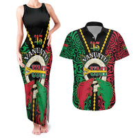 Vanuatu 45th Independence Day Couples Matching Tank Maxi Dress and Hawaiian Shirt Long God Yumi Stanap Wild Boar LT05