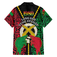 Vanuatu 46th Independence Day Family Matching Off Shoulder Short Dress and Hawaiian Shirt Long God Yumi Stanap Wild Boar LT05 - Polynesian Pride