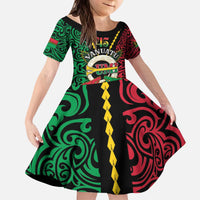 Vanuatu 46th Independence Day Kid Short Sleeve Dress Long God Yumi Stanap Wild Boar LT05 KID Black - Polynesian Pride