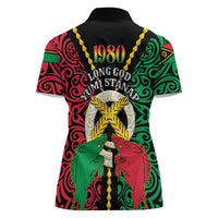 Vanuatu 46th Independence Day Women Polo Shirt Long God Yumi Stanap Wild Boar LT05 - Polynesian Pride