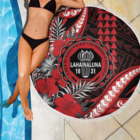 Hawaii Lahainaluna High School Beach Blanket Tribal Tattoo With Hibiscus Flowers LT05 - Polynesian Pride