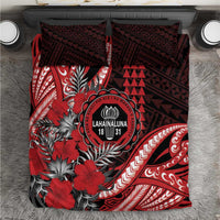 Hawaii Lahainaluna High School Bedding Set Tribal Tattoo With Hibiscus Flowers