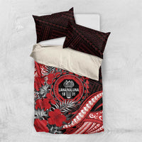 Hawaii Lahainaluna High School Bedding Set Tribal Tattoo With Hibiscus Flowers