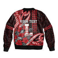 Personalized Hawaii Lahainaluna High School Bomber Jacket Tribal Tattoo With Hibiscus Flowers